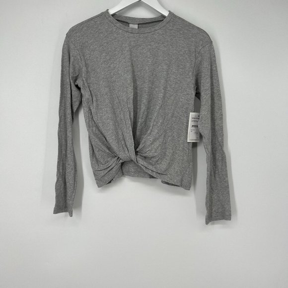 Nordstrom Kids' Twist Front Long Sleeve T-Shirt Grey Heather Size XL 14/16 NWT - Picture 2 of 4